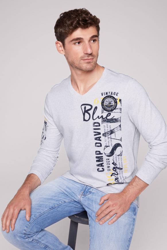 Langarmshirt mit V-Neck und Artworks