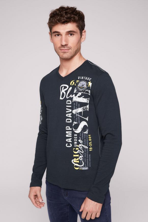 Langarmshirt mit V-Neck und Artworks