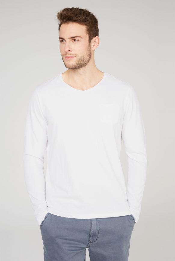 Langarmshirt mit V-Neck und Tasche