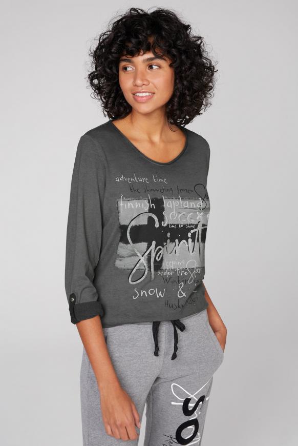 Langarmshirt Oil Dyed mit Artwork
