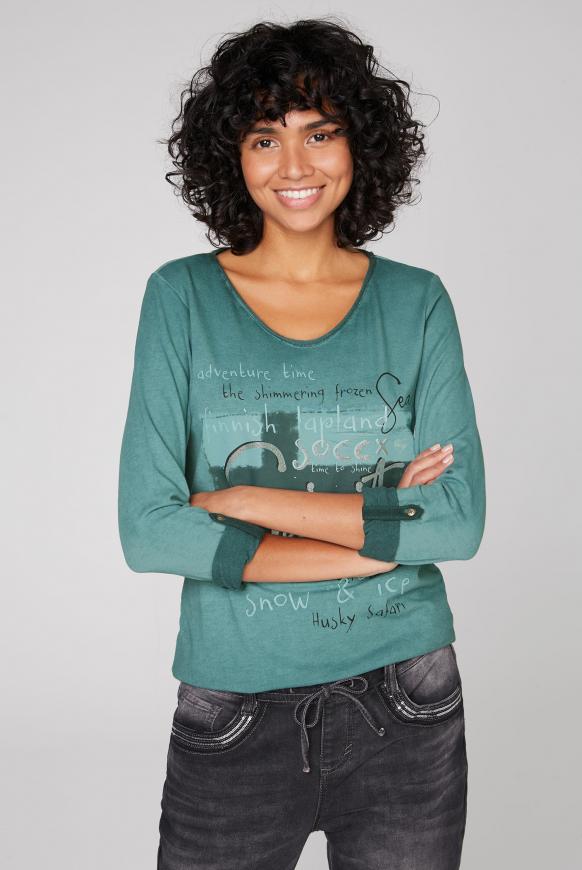 Langarmshirt Oil Dyed mit Artwork