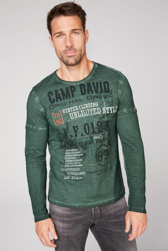 Langarmshirt Oil Dyed mit Artwork