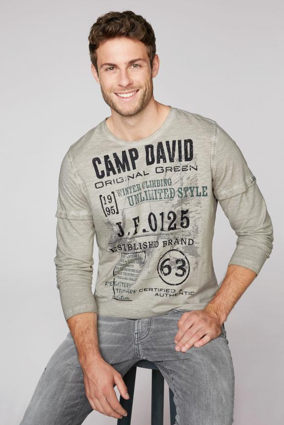 Langarmshirt Oil Dyed mit Artwork