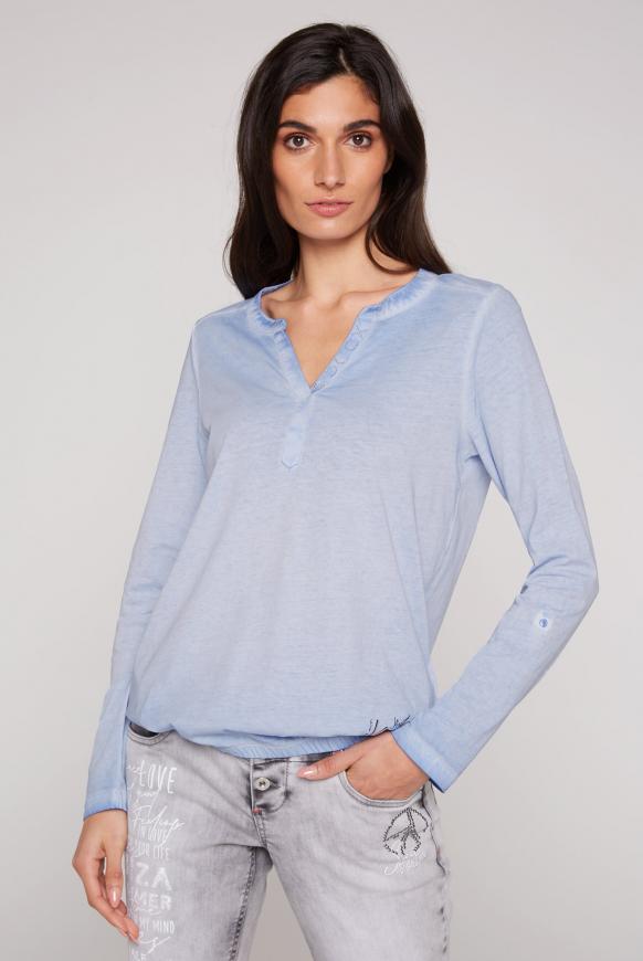 Langarmshirt Oil Dyed mit Rücken-Artwork happy blue