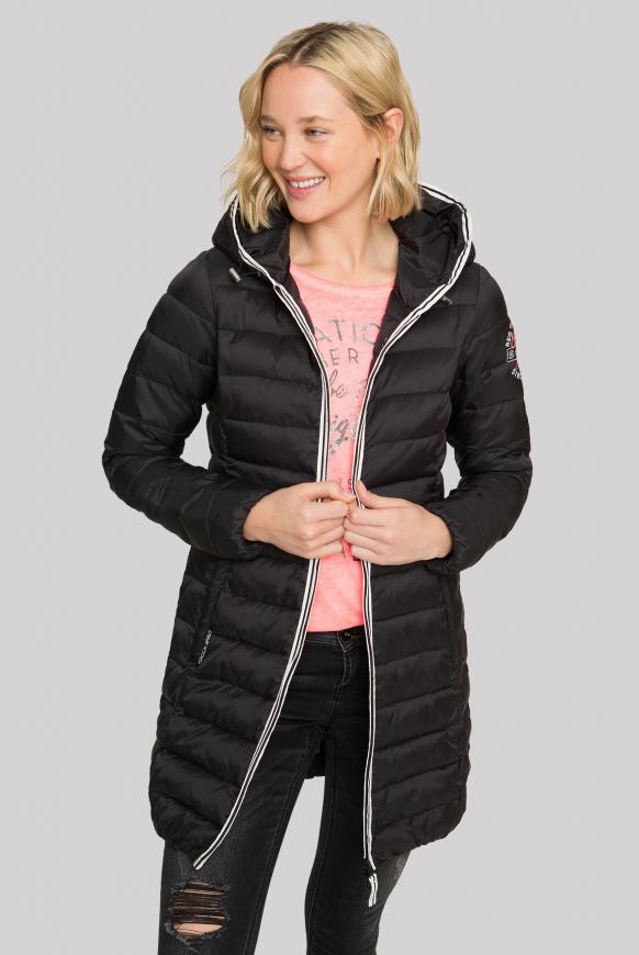 Lange Steppjacke mit Streifen-Tape