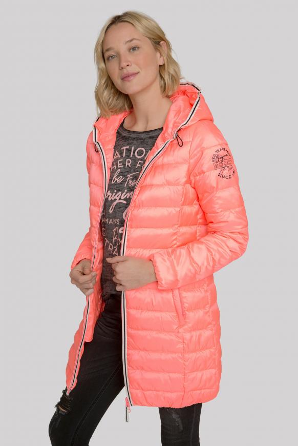 Lange Steppjacke mit Streifen-Tape