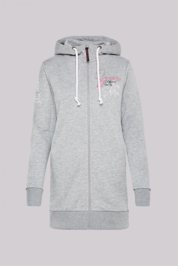 Lange Sweatjacke mit Kapuze