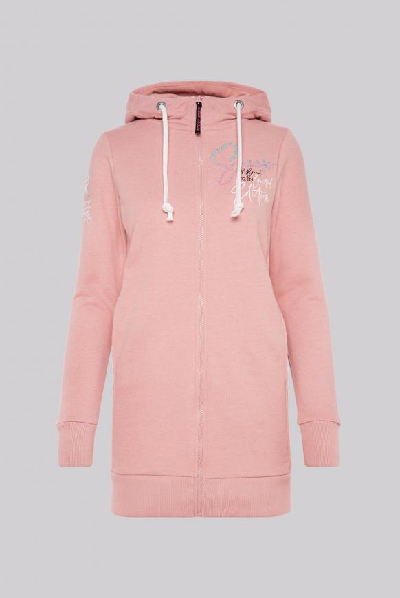 Lange Sweatjacke mit Kapuze