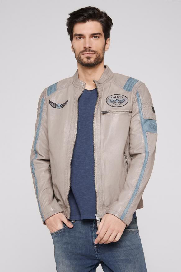 Lederjacke im Aviation Look mit Patches