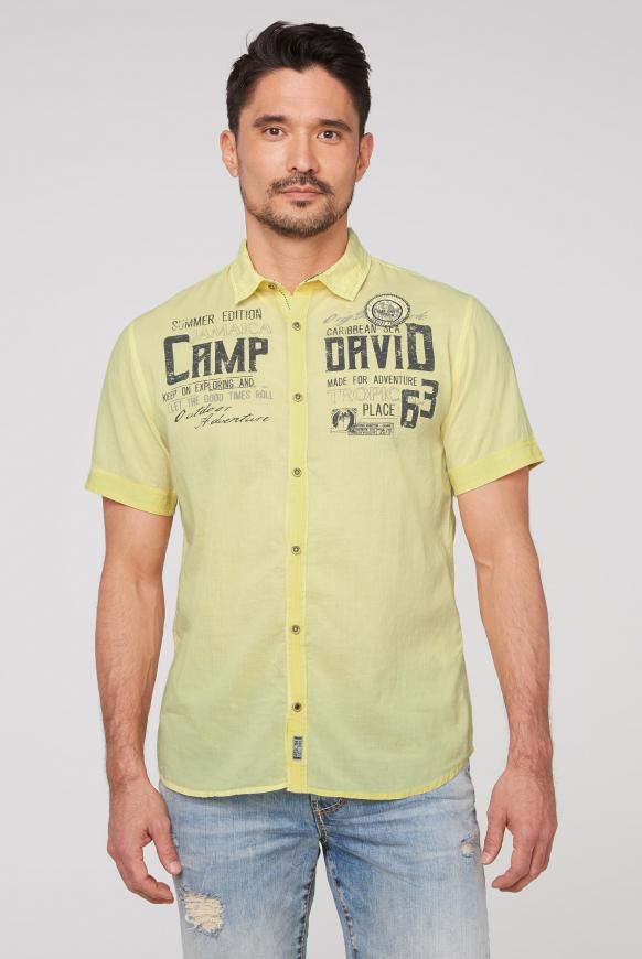 Leichtes Kurzarmhemd mit Logo Print