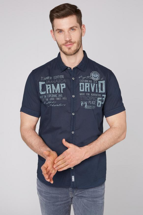 Leichtes Kurzarmhemd mit Logo Print