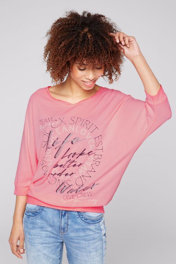 Leichtes Sweatshirt mit 1/2-Arm und Artwork pink shell