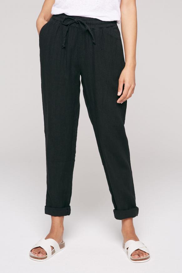 Leinenhose mit Turn-Up-Saum