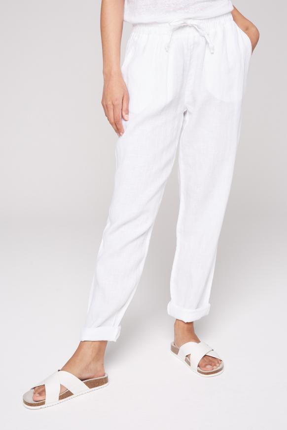 Leinenhose mit Turn-Up-Saum