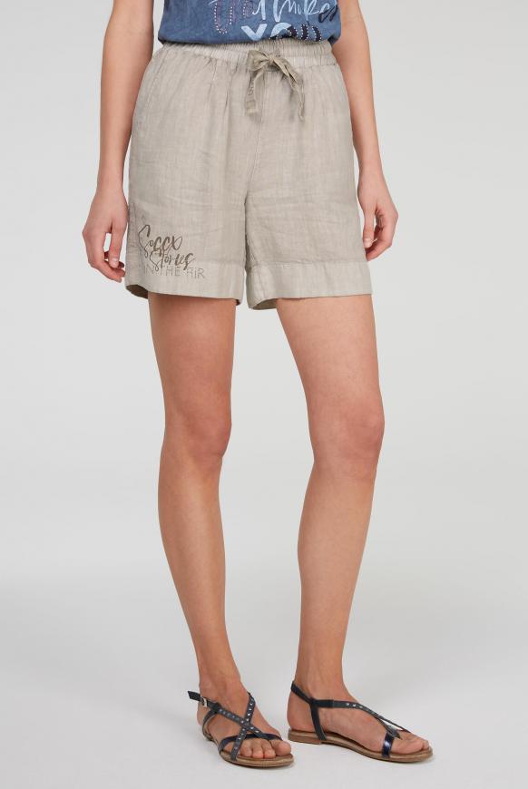 Leinenshorts mit Paillettentape