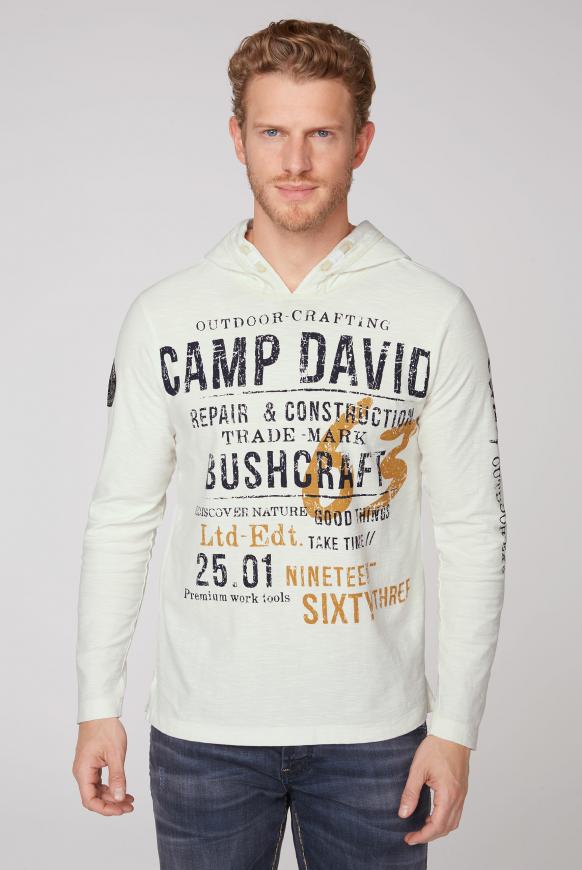 Longsleeve mit Kapuze und Label Prints