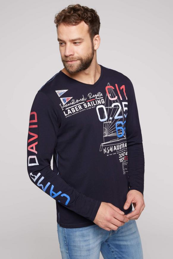 Longsleeve mit V-Neck und Logo Artworks