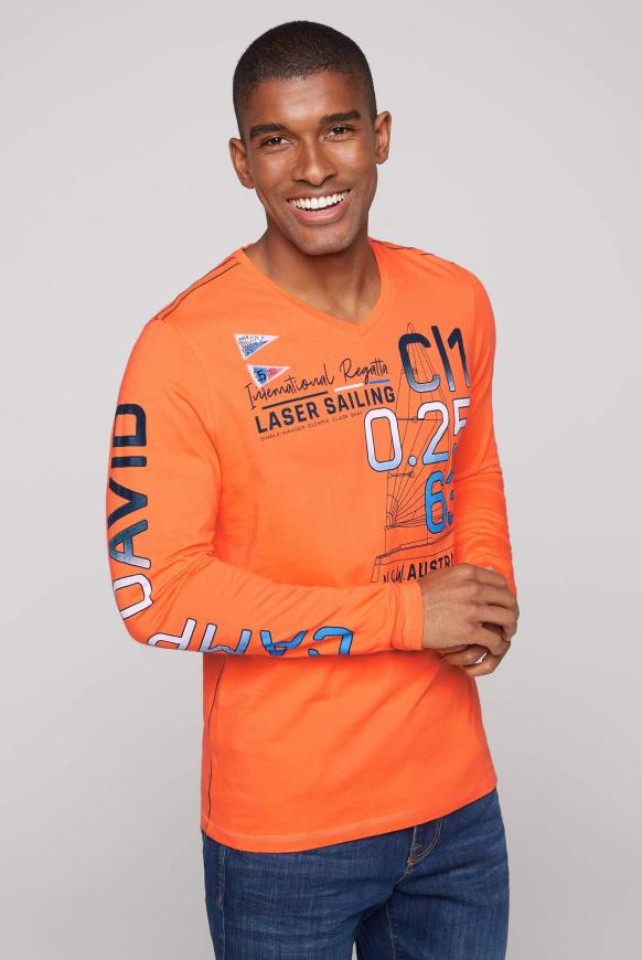 Longsleeve mit V-Neck und Logo Artworks