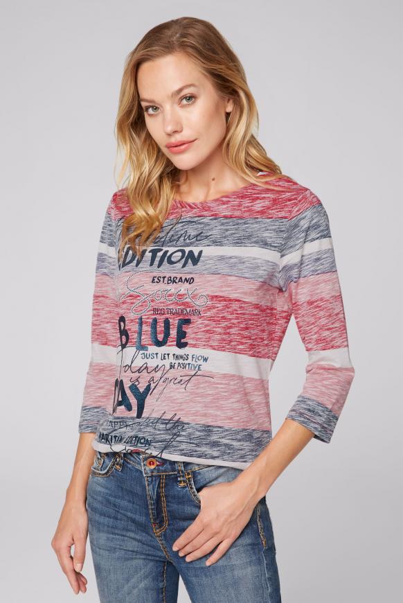 Maritimes Streifenshirt mit Label Print