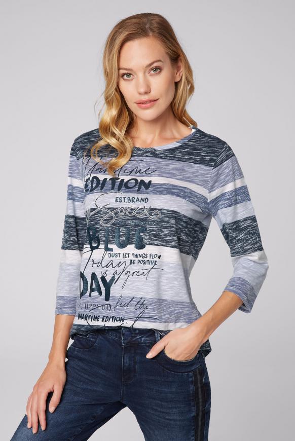 Maritimes Streifenshirt mit Label Print