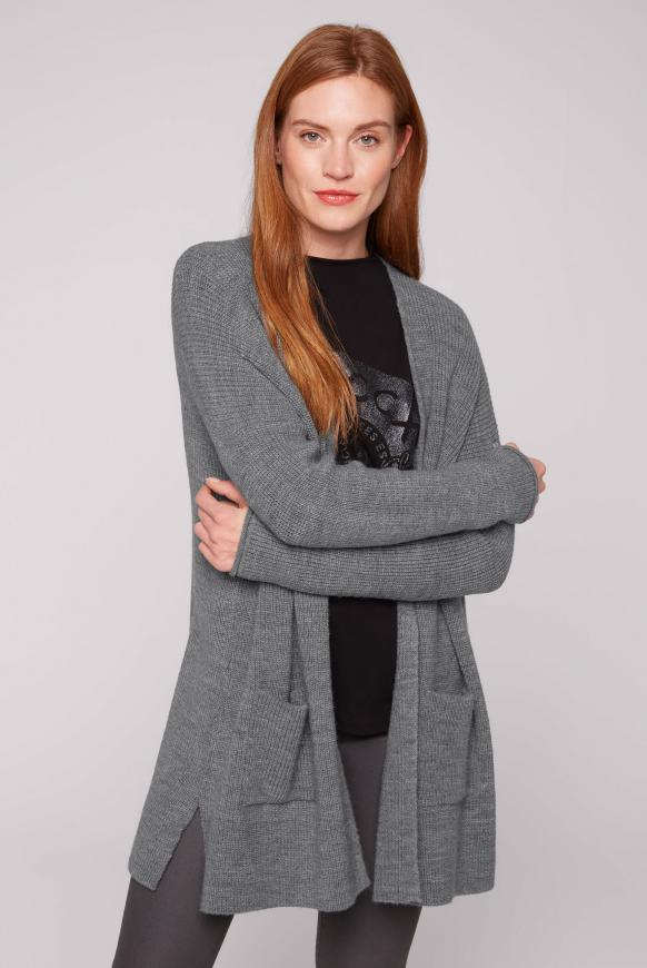 Melierter Cardigan in Rippstrick
