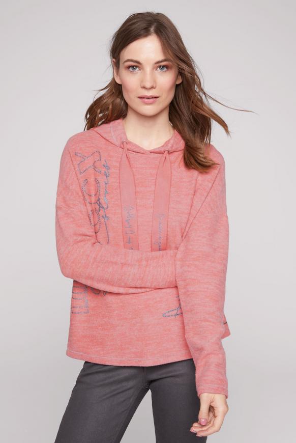 Melierter Kapuzenpullover mit Glitter-Logo