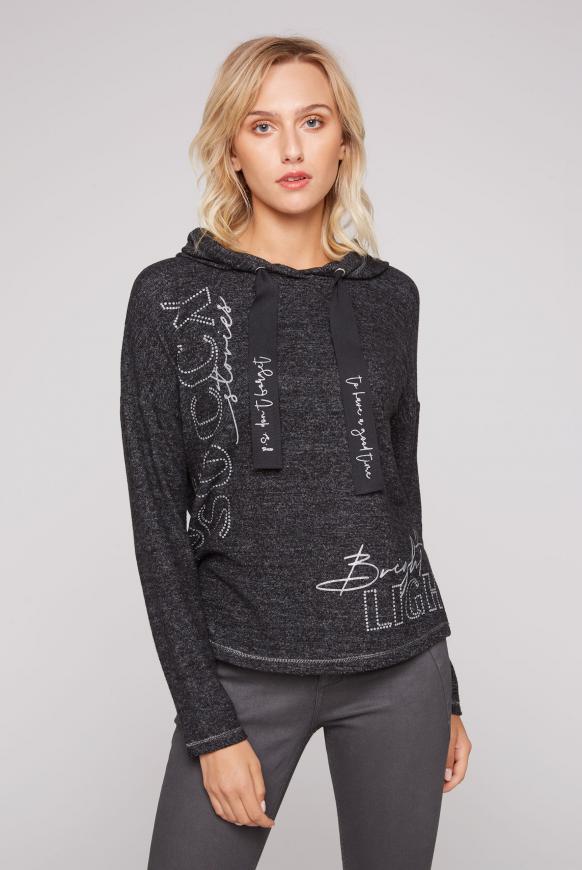 Melierter Kapuzenpullover mit Glitter-Logo