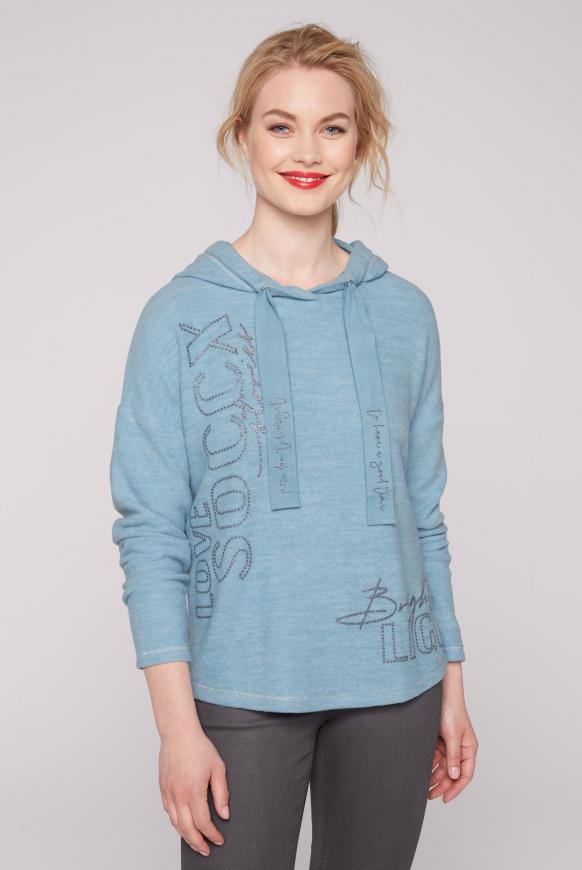 Melierter Kapuzenpullover mit Glitter-Logo