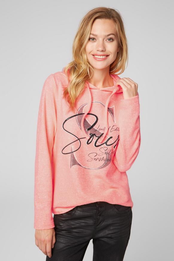 Melierter Kapuzenpullover mit Logo Print