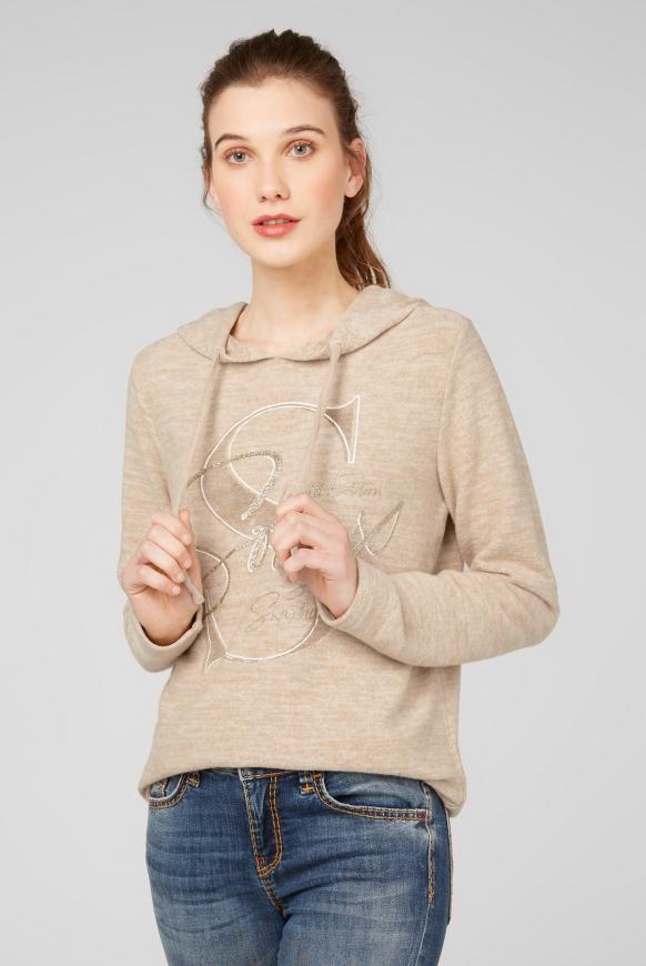 Melierter Kapuzenpullover mit Logo Print