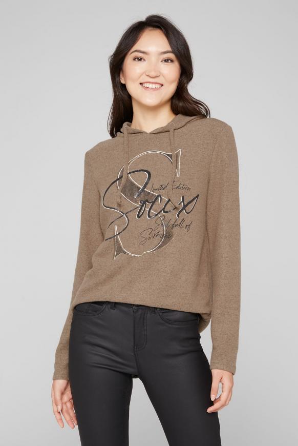 Melierter Kapuzenpullover mit Logo Print