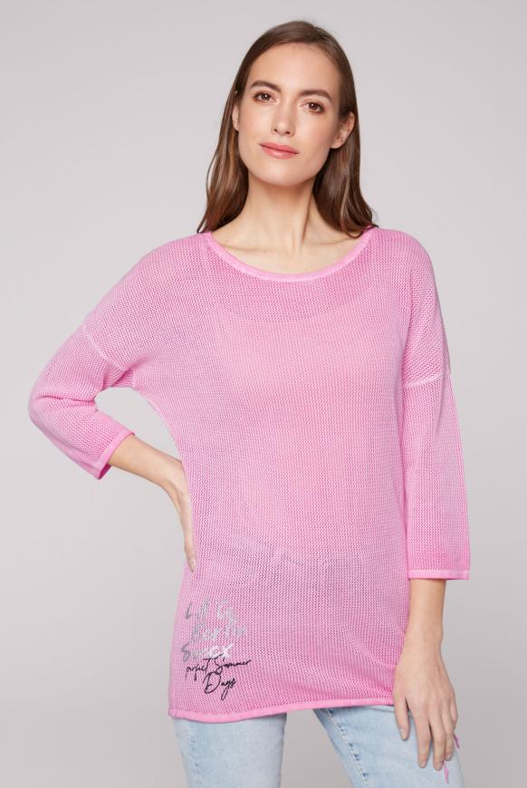 Mesh-Pullover mit Rücken-Artwork