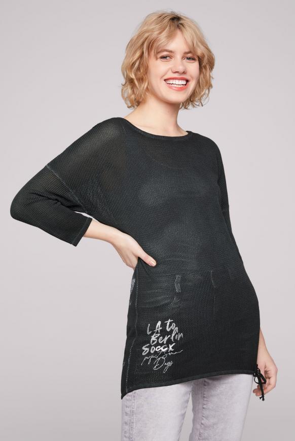 Mesh-Pullover mit Rücken-Artwork