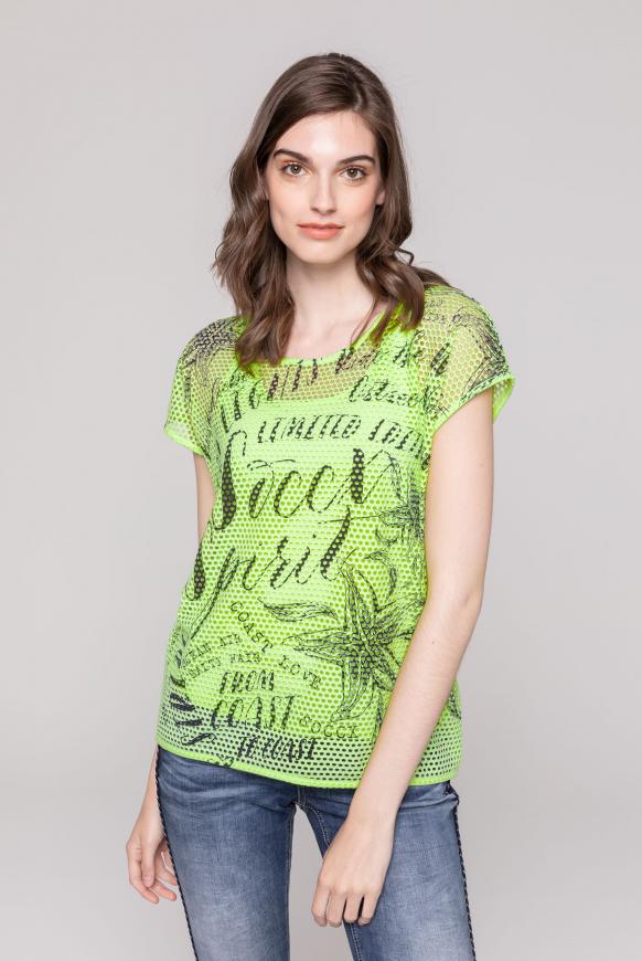 Mesh-T-Shirt mit All Over Print und Top 2-in-1