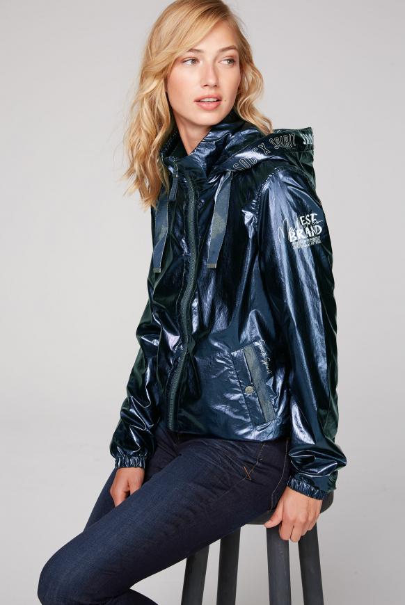 Metallic-Blouson mit abtrennbarer Kapuze