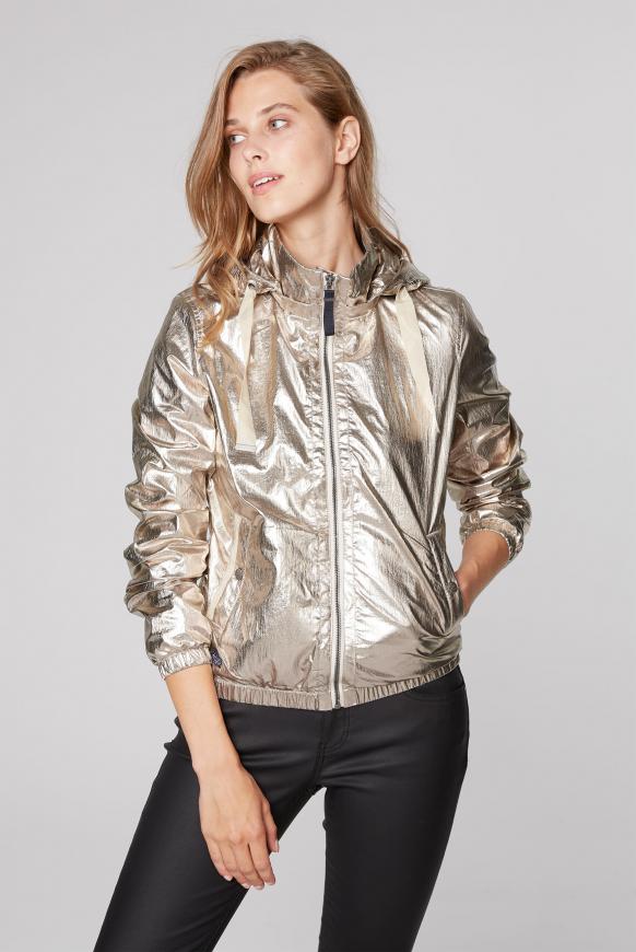Metallic-Blouson mit abtrennbarer Kapuze