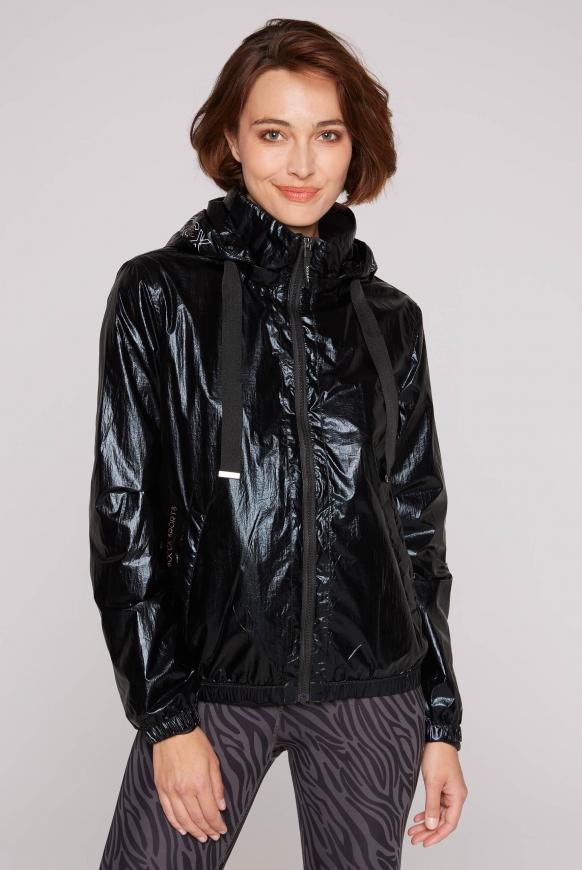 CAMP DAVID & SOCCX | Metallic-Blouson mit Kapuze und Logo Prints black