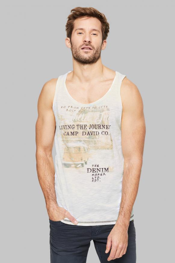 Muskelshirt aus Flammgarn mit Used Print