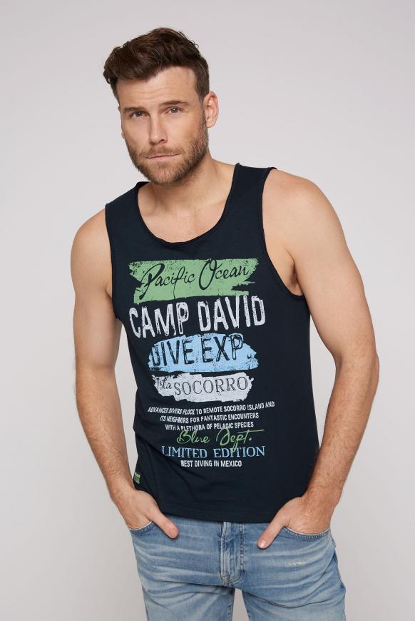 Muskelshirt im Used Look mit Prints blue navy
