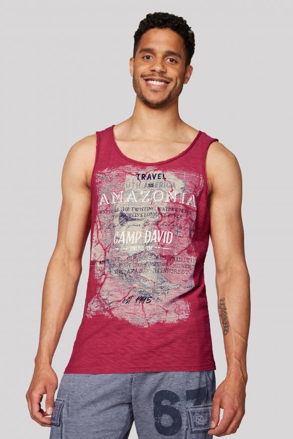 Muskelshirt mit Photoprint und Used-Kanten