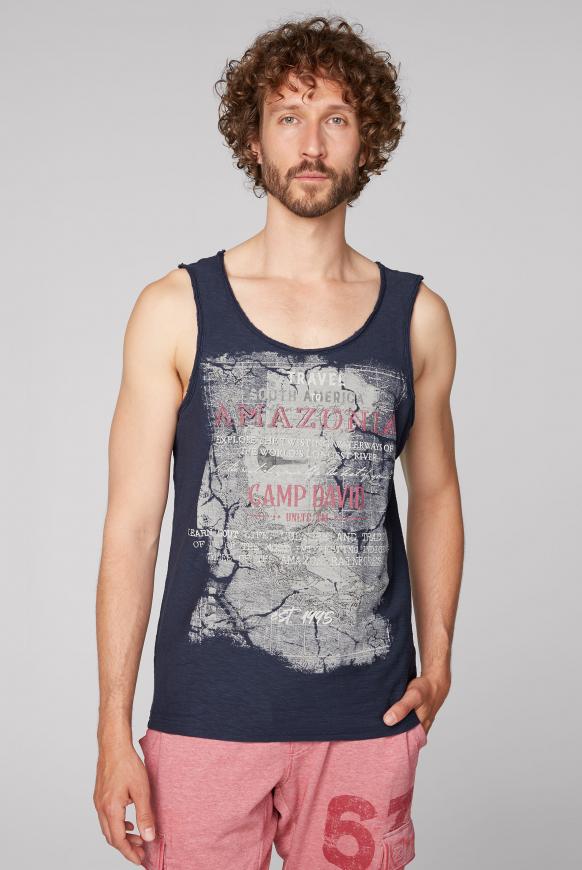 Muskelshirt mit Photoprint und Used-Kanten