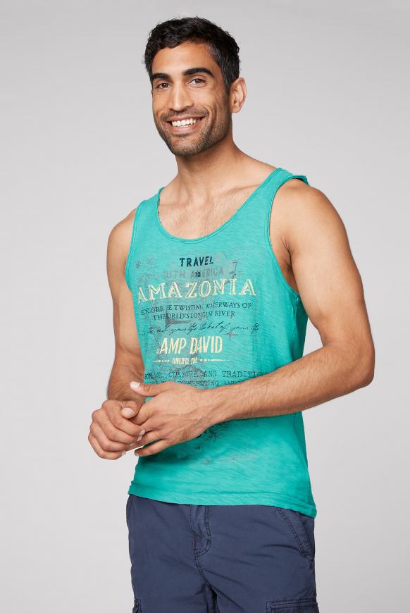 Muskelshirt mit Photoprint und Used-Kanten