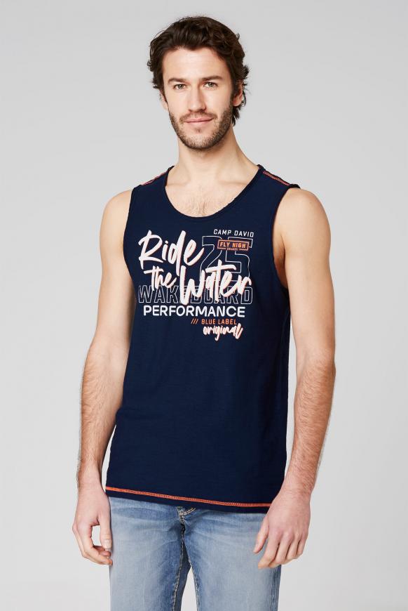 Muskelshirt mit Used-Kanten und Print