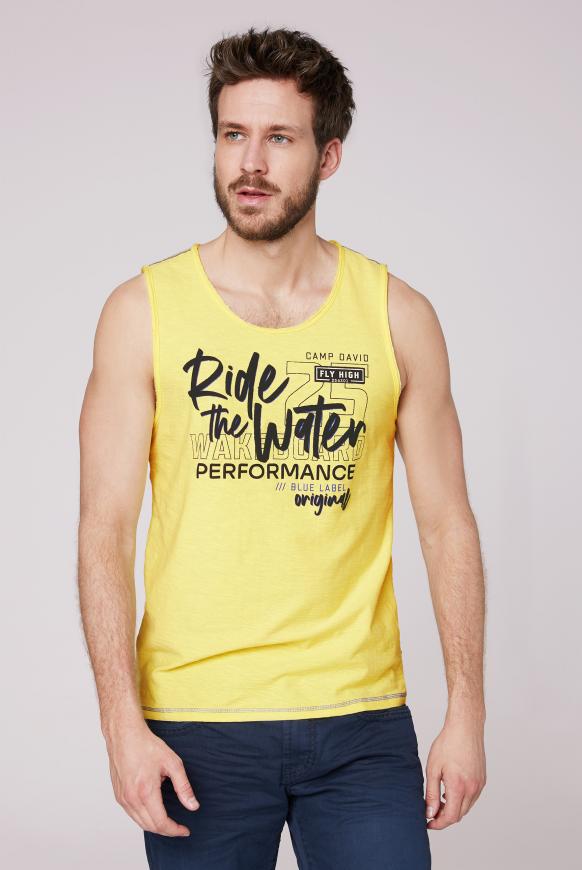 Muskelshirt mit Used-Kanten und Print