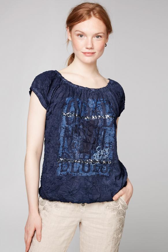 Off-Shoulder-Shirt mit Knitter-Effekt