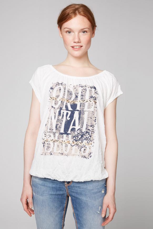 Off-Shoulder-Shirt mit Knitter-Effekt