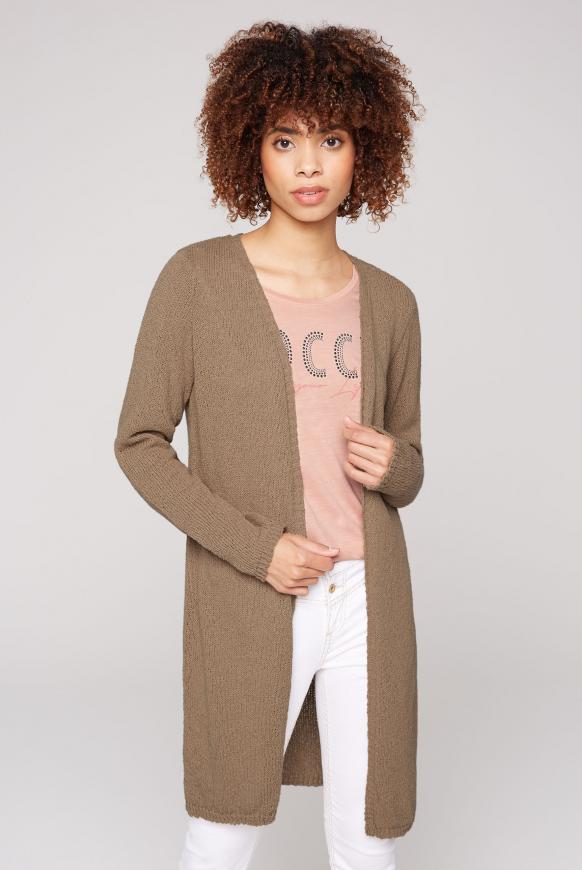 Offener Cardigan in Rippstrick