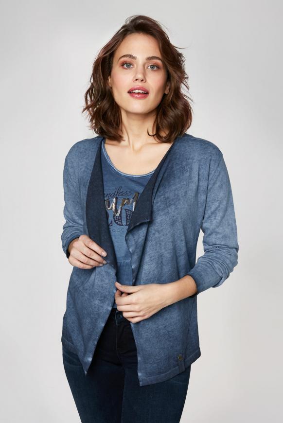 Offener Cardigan mit Pailletten-Artwork