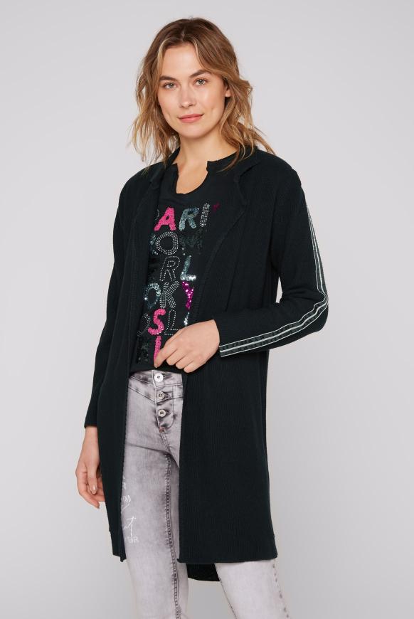 Offener Cardigan mit Tapes am Ärmel