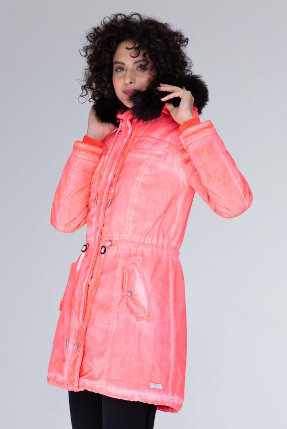 Oil Dyed Parka mit Kapuze und Artwork